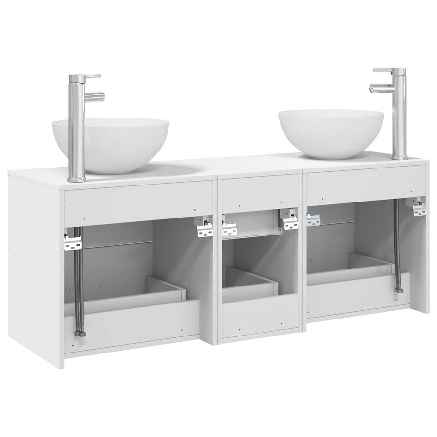 Badkamerkastenset 3 st Wit 49,5 x 41 x 64,5 cm Bewerkt hout