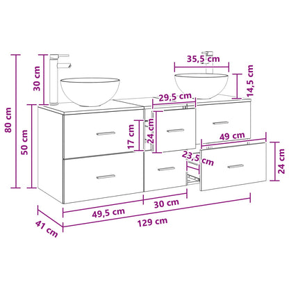 Badkamerkastenset 3 st Wit 49,5 x 41 x 64,5 cm Bewerkt hout