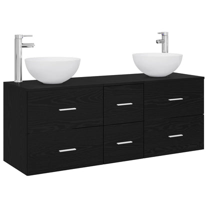 Badkamerkastenset 3 st Zwart eiken 49,5 x 41 x 64,5 cm