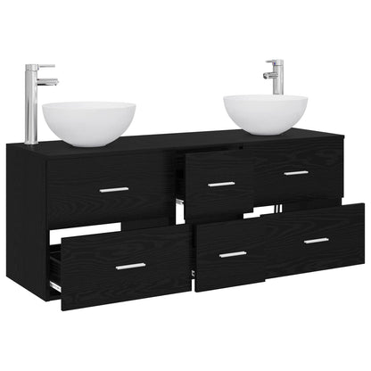 Badkamerkastenset 3 st Zwart eiken 49,5 x 41 x 64,5 cm