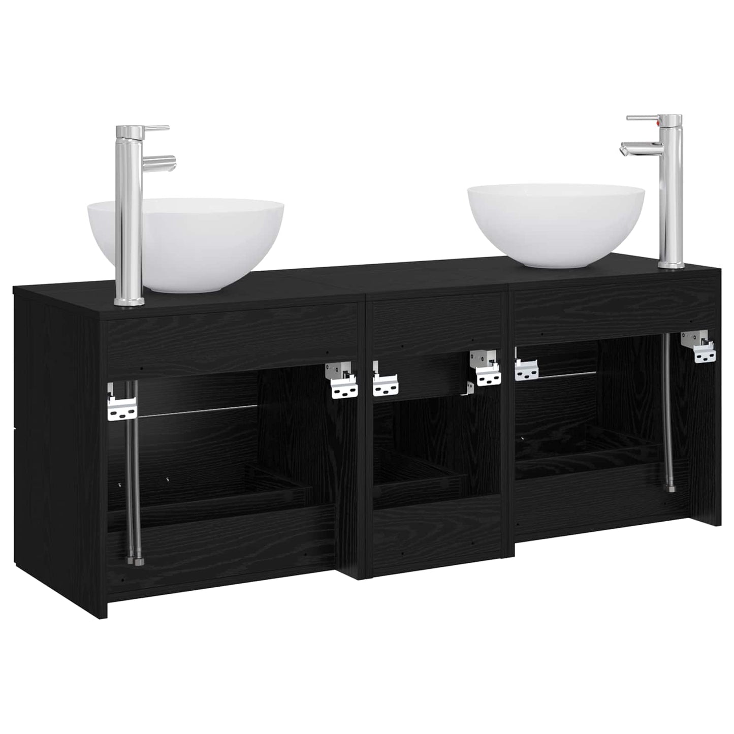 Badkamerkastenset 3 st Zwart eiken 49,5 x 41 x 64,5 cm