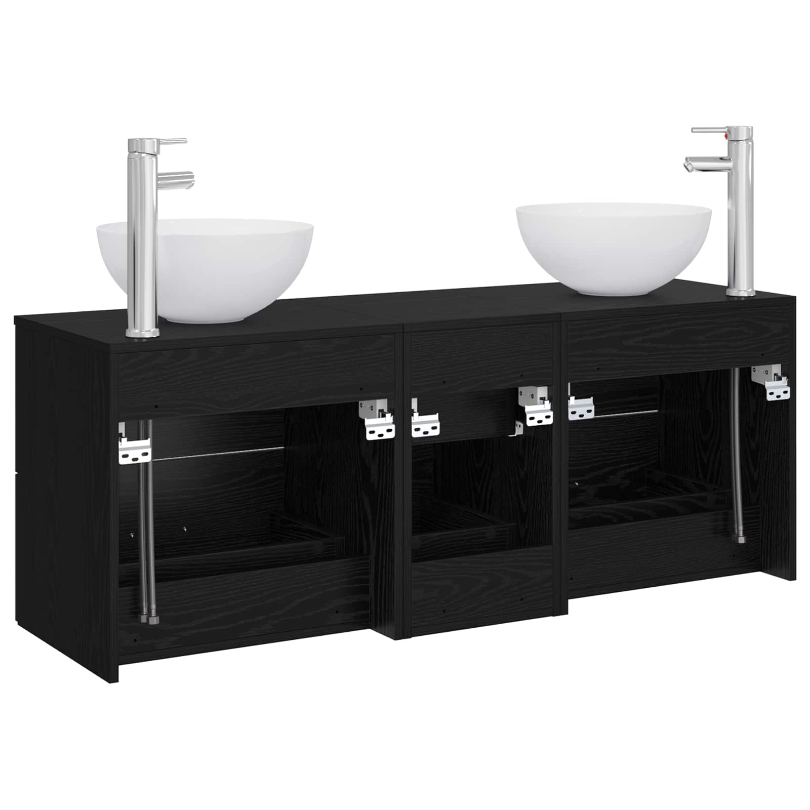 Badkamerkastenset 3 st Zwart eiken 49,5 x 41 x 64,5 cm