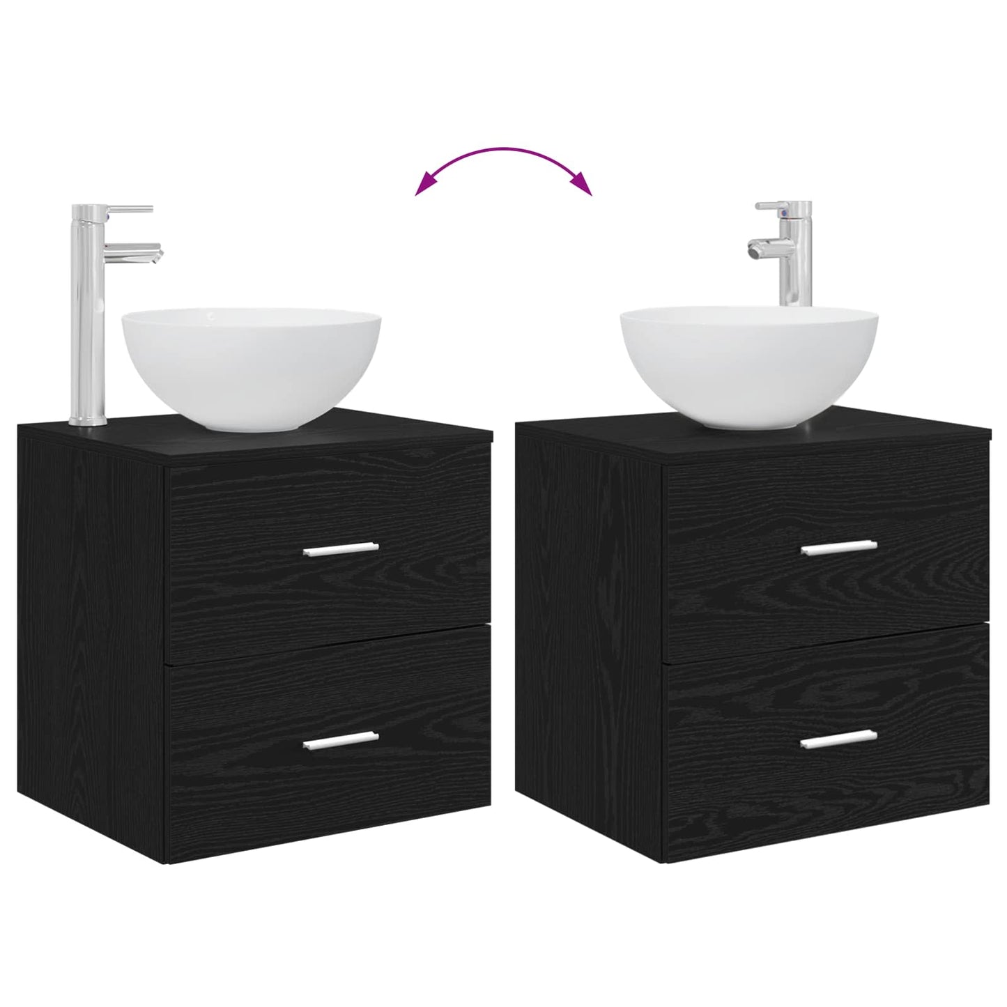 Badkamerkastenset 3 st Zwart eiken 49,5 x 41 x 64,5 cm