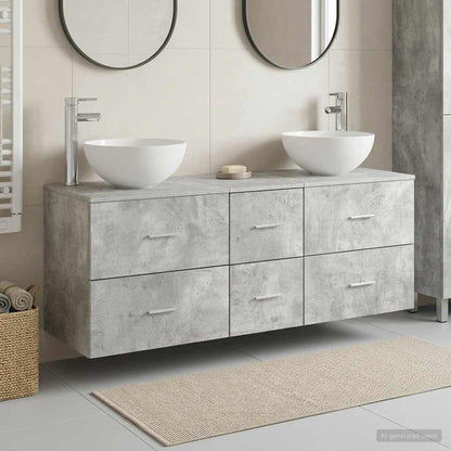 Badkamerkastenset 3 st Betongrijs 49,5 x 41 x 64,5 cm