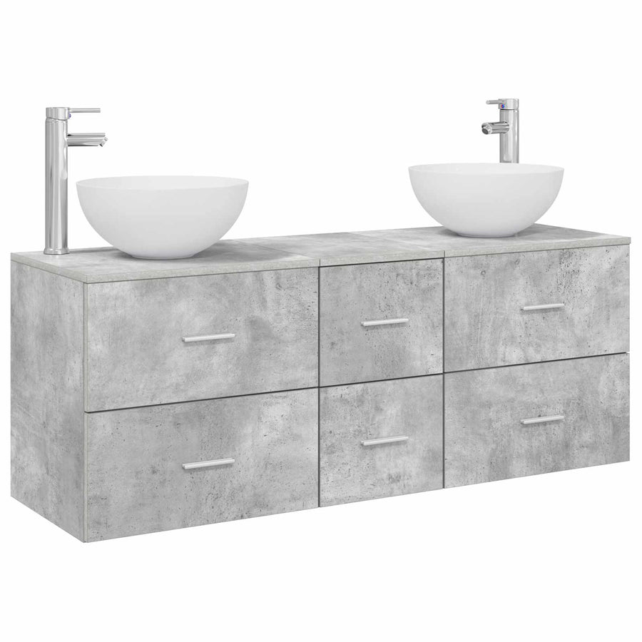 Badkamerkastenset 3 st Betongrijs 49,5 x 41 x 64,5 cm