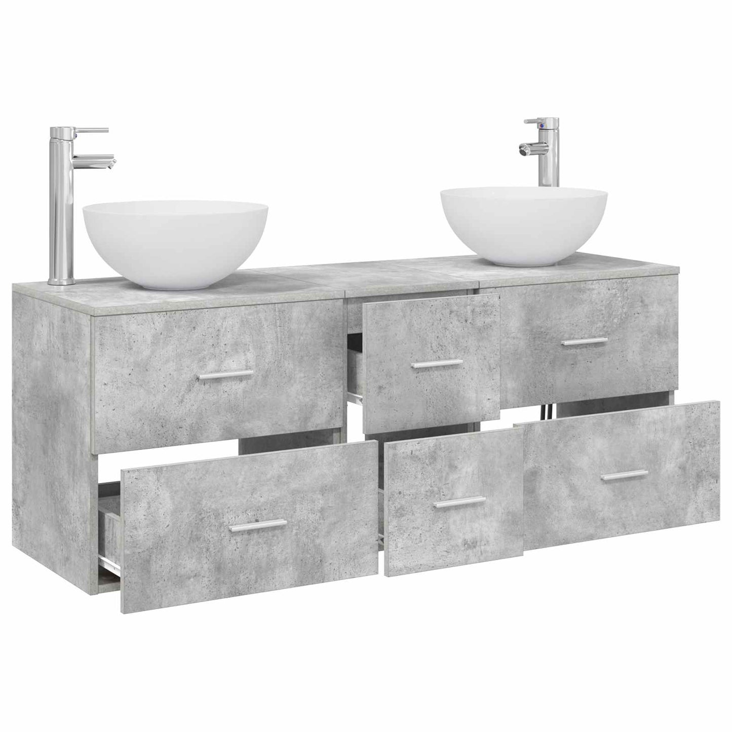 Badkamerkastenset 3 st Betongrijs 49,5 x 41 x 64,5 cm