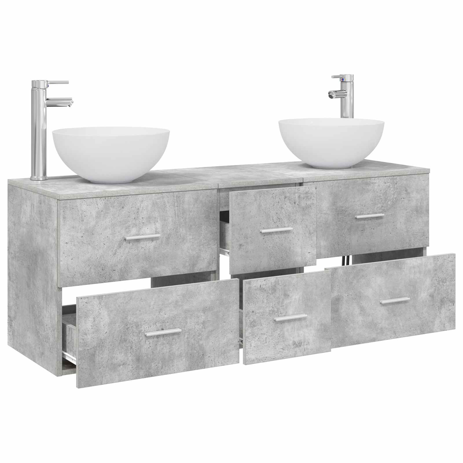 Badkamerkastenset 3 st Betongrijs 49,5 x 41 x 64,5 cm