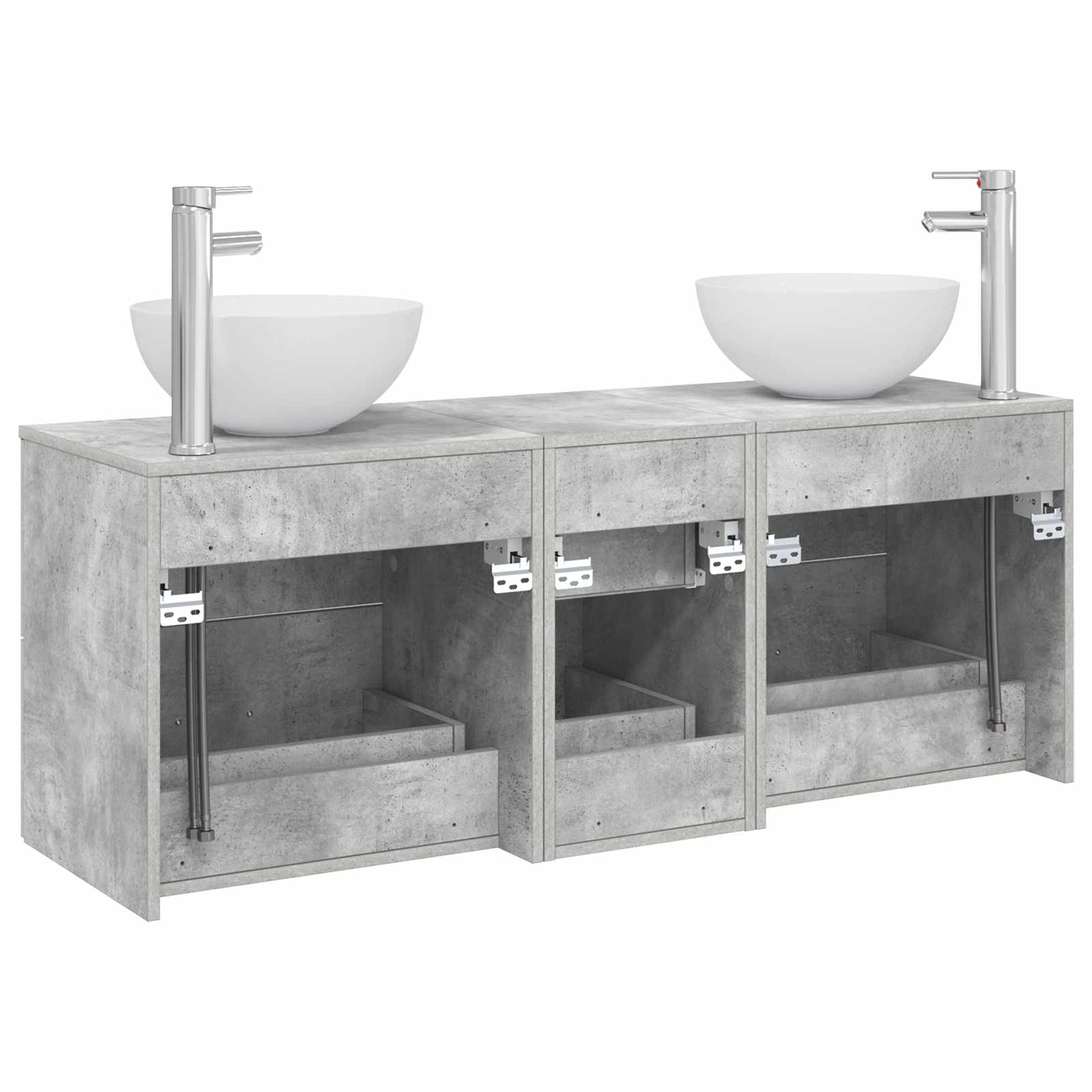 Badkamerkastenset 3 st Betongrijs 49,5 x 41 x 64,5 cm