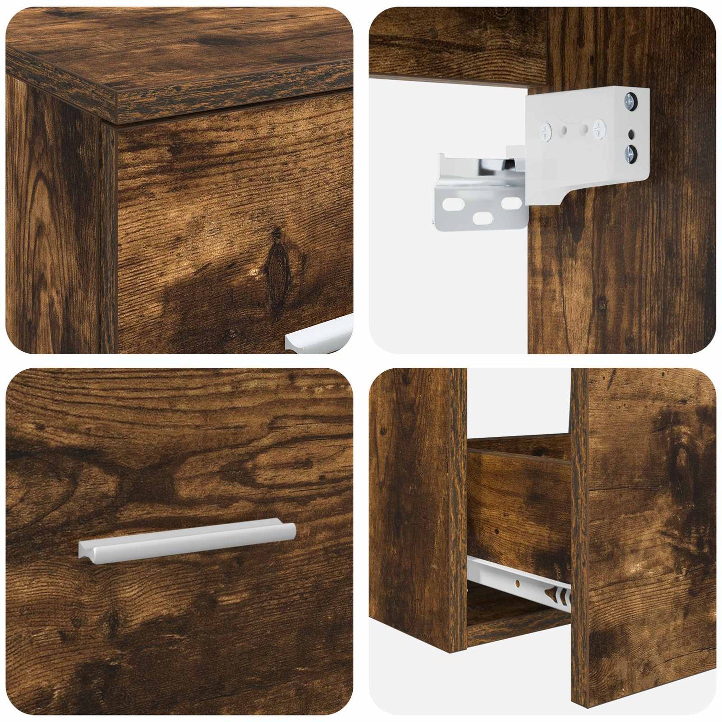 Badkamerkastenset 3 st Gerookt eiken 49,5 x 41 x 64,5 cm