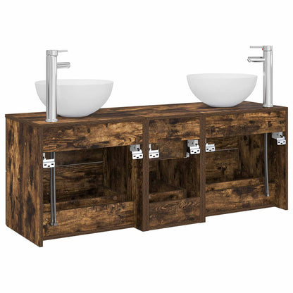 Badkamerkastenset 3 st Gerookt eiken 49,5 x 41 x 64,5 cm