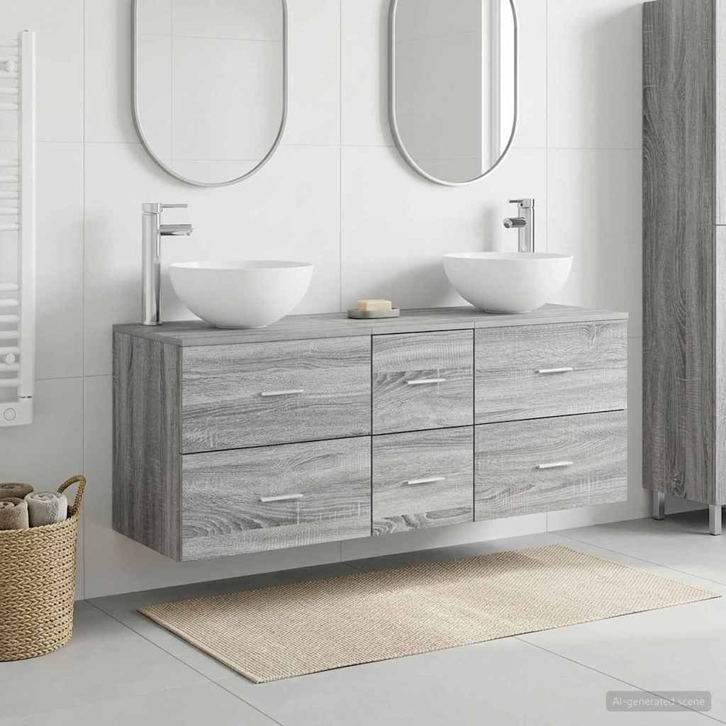 Badkamerkastenset 3 st Grijs Sonoma 49,5 x 41 x 64,5 cm