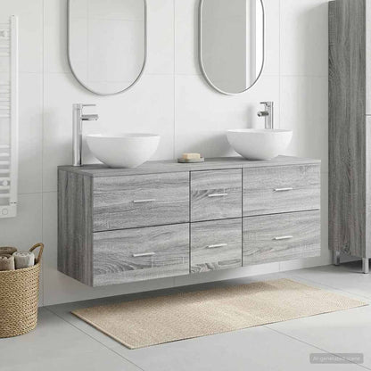 Badkamerkastenset 3 st Grijs Sonoma 49,5 x 41 x 64,5 cm