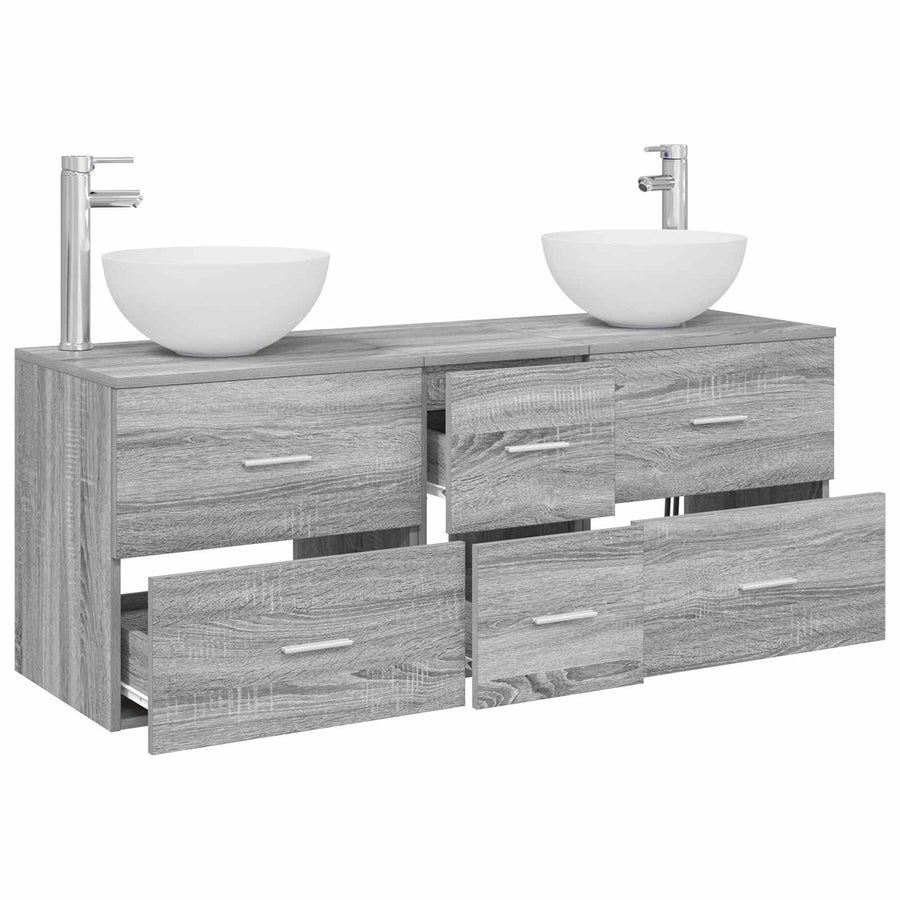 Badkamerkastenset 3 st Grijs Sonoma 49,5 x 41 x 64,5 cm