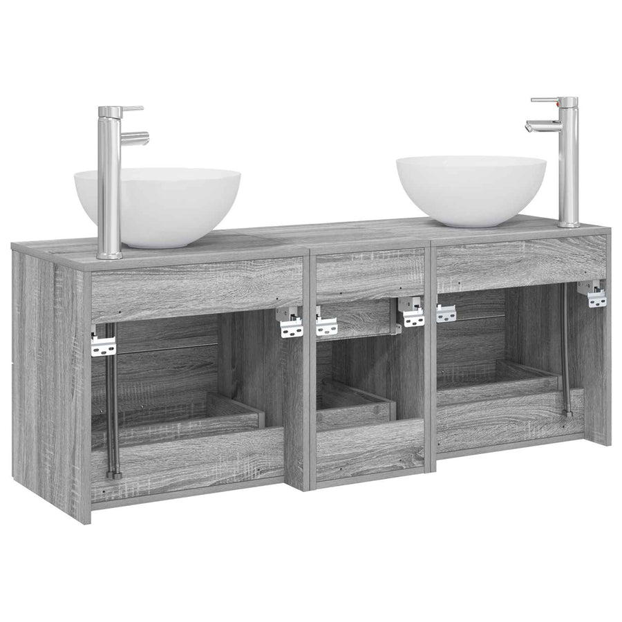 Badkamerkastenset 3 st Grijs Sonoma 49,5 x 41 x 64,5 cm