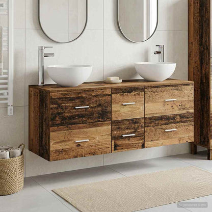 Badkamerkastenset 3 st Oud hout 49,5 x 41 x 64,5 cm