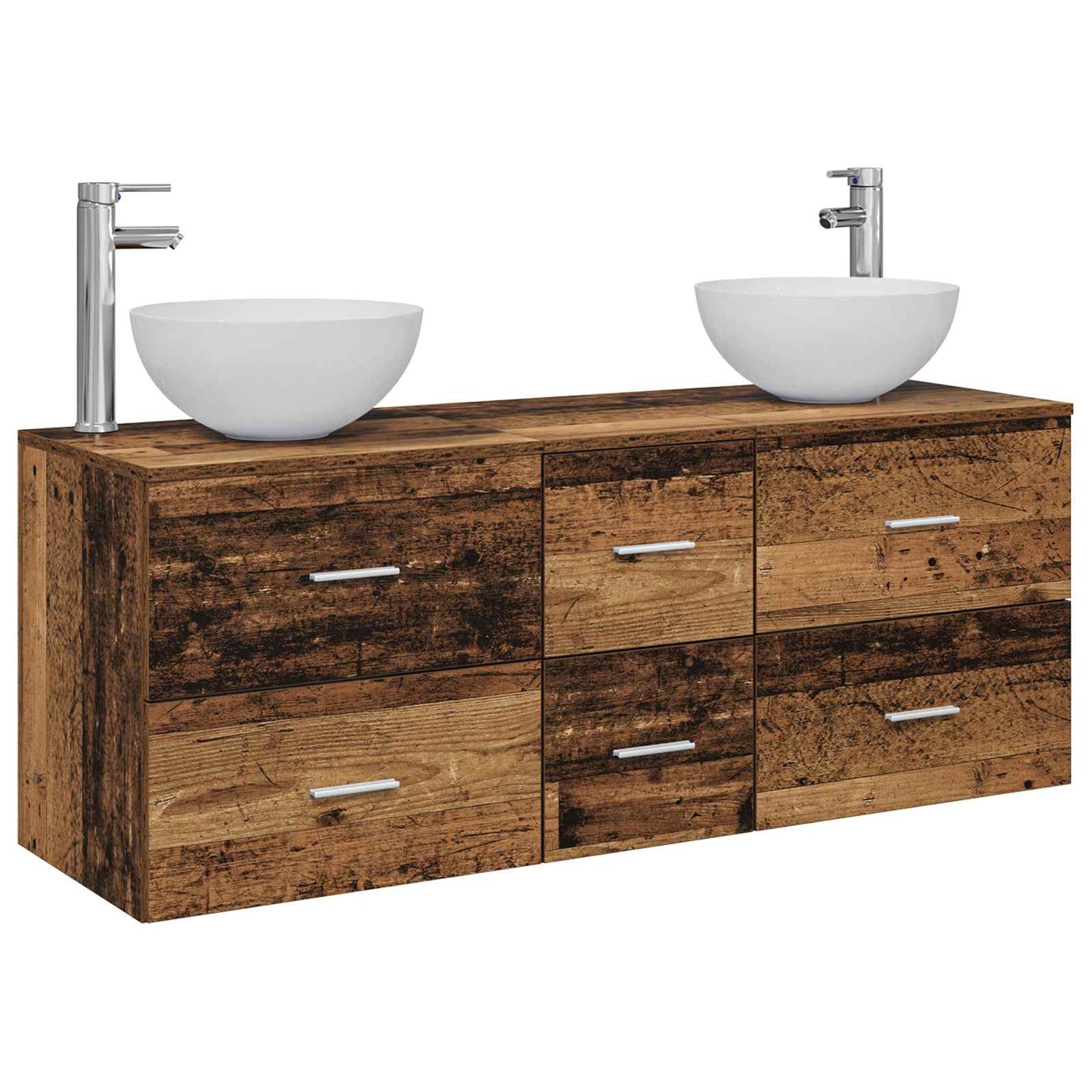 Badkamerkastenset 3 st Oud hout 49,5 x 41 x 64,5 cm