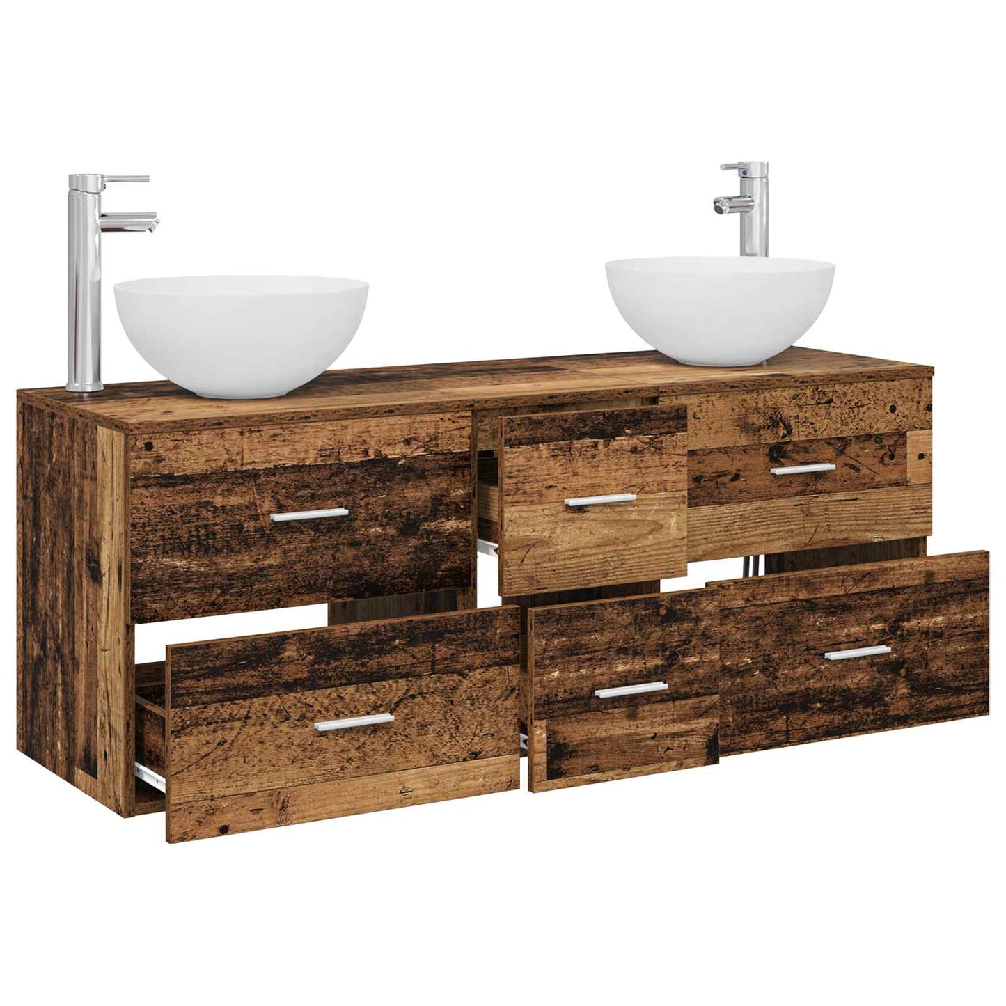 Badkamerkastenset 3 st Oud hout 49,5 x 41 x 64,5 cm