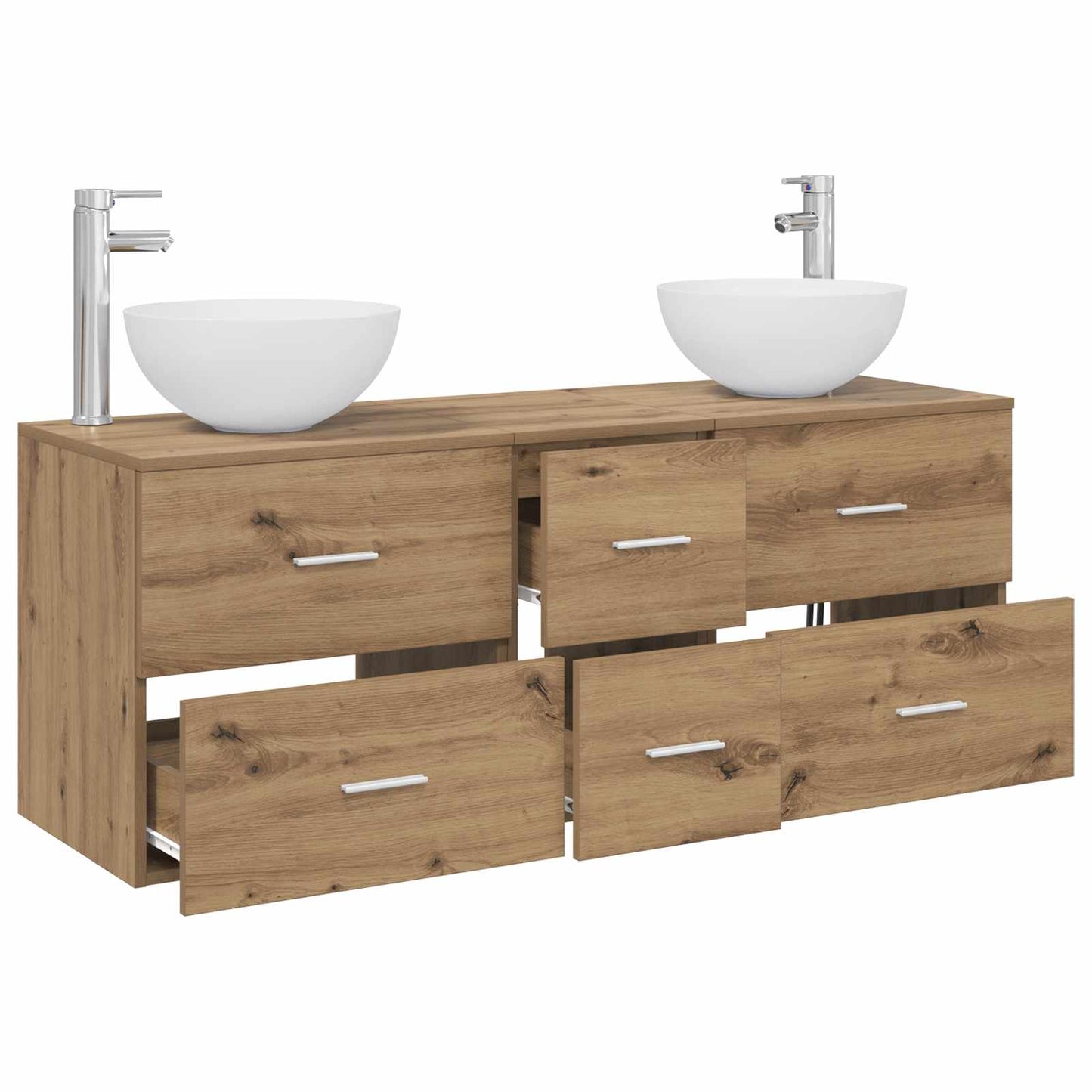 Badkamerkastenset 3 st Artisanaal eiken 49,5 x 41 x 64,5 cm