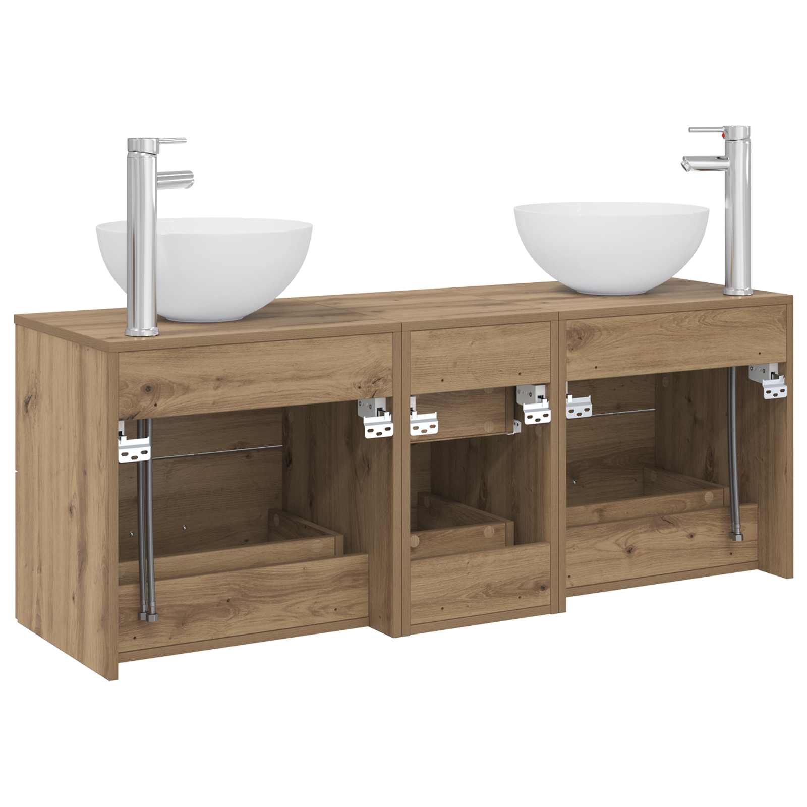 Badkamerkastenset 3 st Artisanaal eiken 49,5 x 41 x 64,5 cm