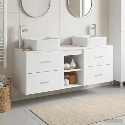 Badkamerkastenset 3 st Wit 49,5 x 41 x 63 cm Bewerkt hout