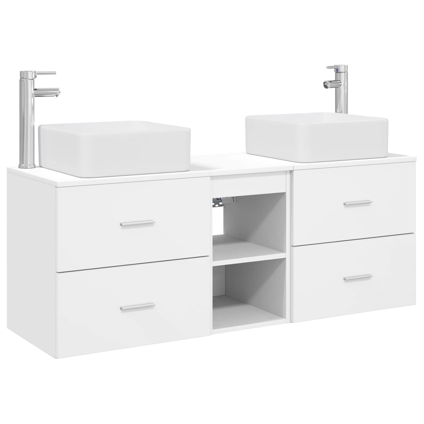 Badkamerkastenset 3 st Wit 49,5 x 41 x 63 cm Bewerkt hout