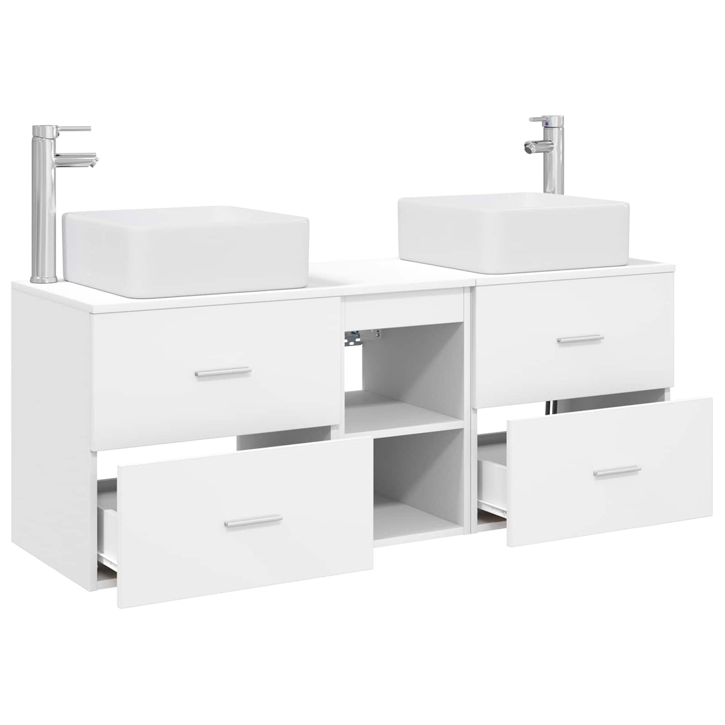 Badkamerkastenset 3 st Wit 49,5 x 41 x 63 cm Bewerkt hout