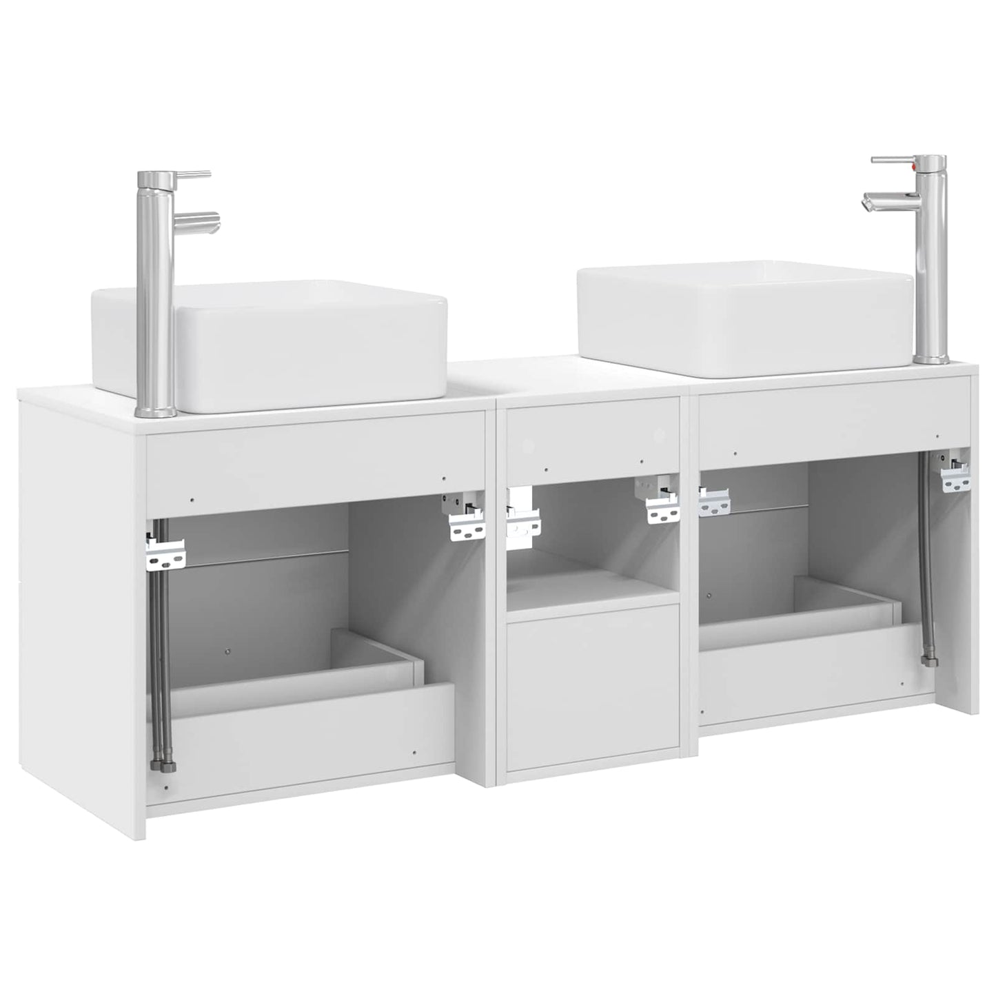Badkamerkastenset 3 st Wit 49,5 x 41 x 63 cm Bewerkt hout