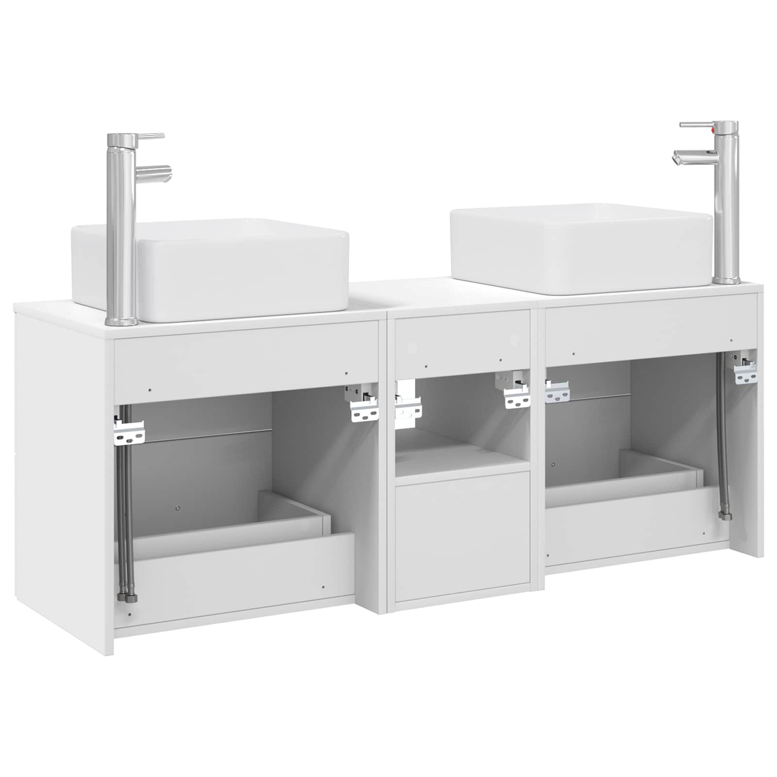 Badkamerkastenset 3 st Wit 49,5 x 41 x 63 cm Bewerkt hout