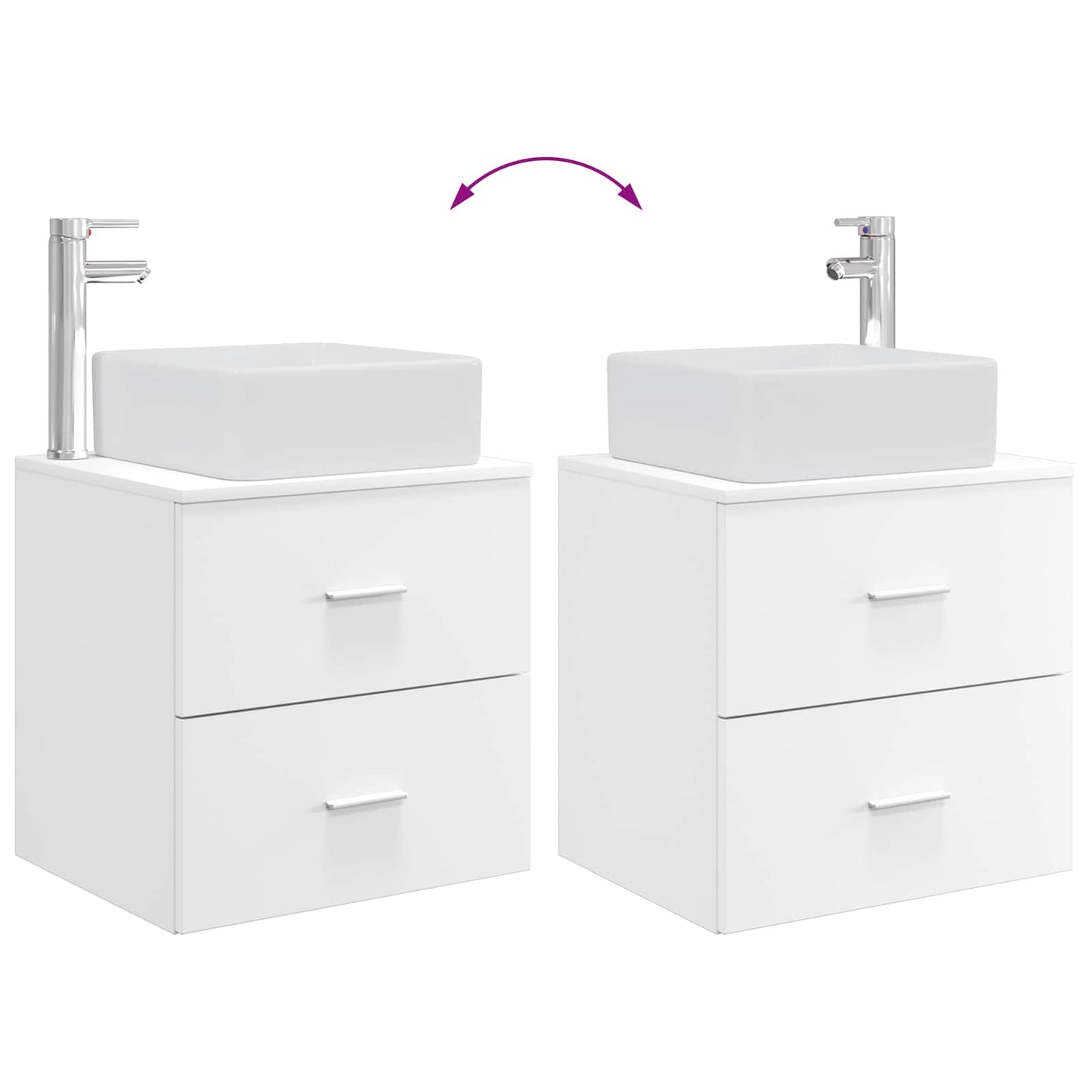 Badkamerkastenset 3 st Wit 49,5 x 41 x 63 cm Bewerkt hout