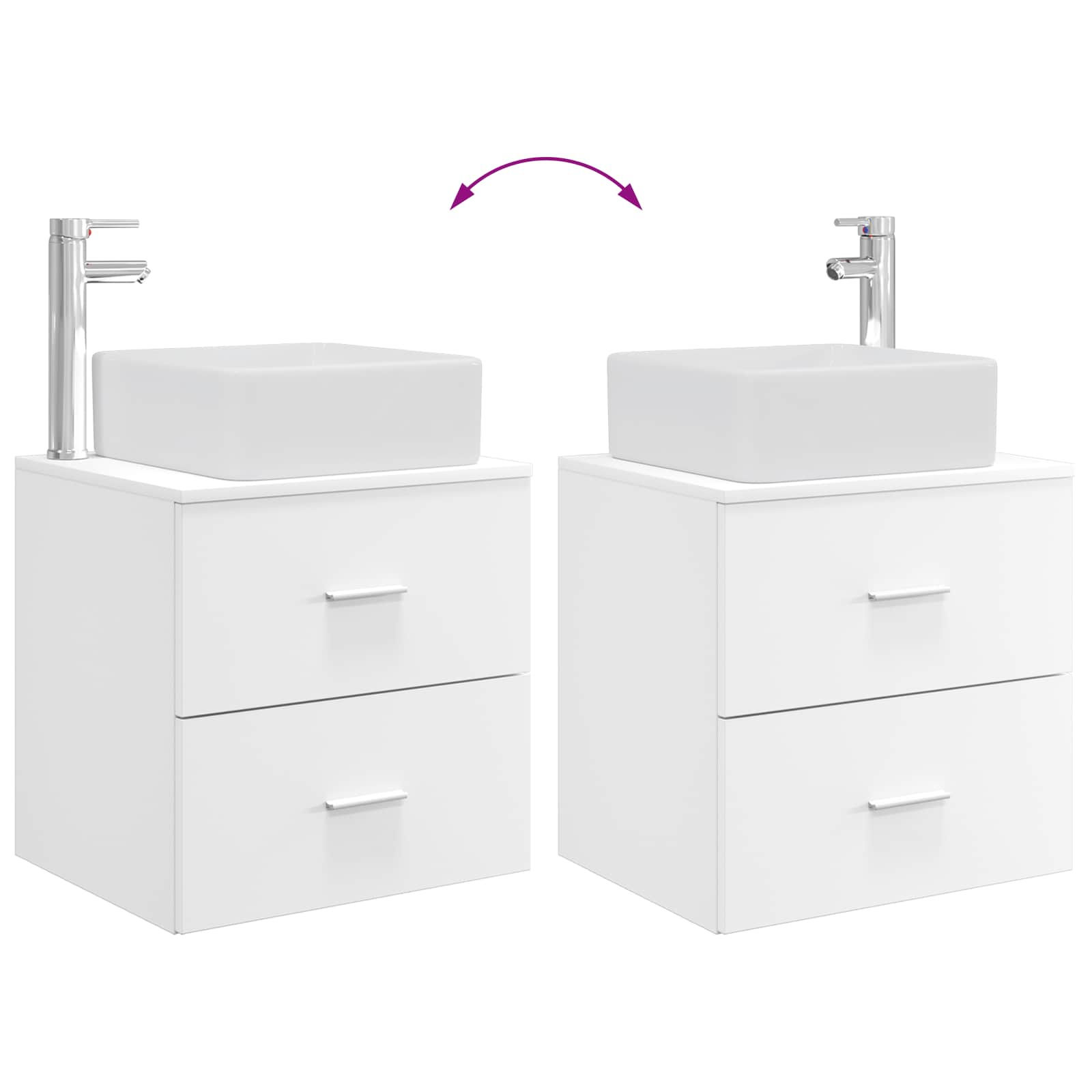 Badkamerkastenset 3 st Wit 49,5 x 41 x 63 cm Bewerkt hout