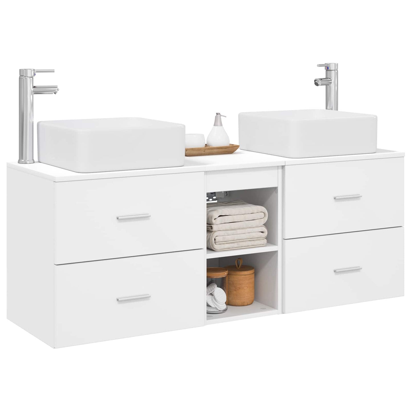 Badkamerkastenset 3 st Wit 49,5 x 41 x 63 cm Bewerkt hout