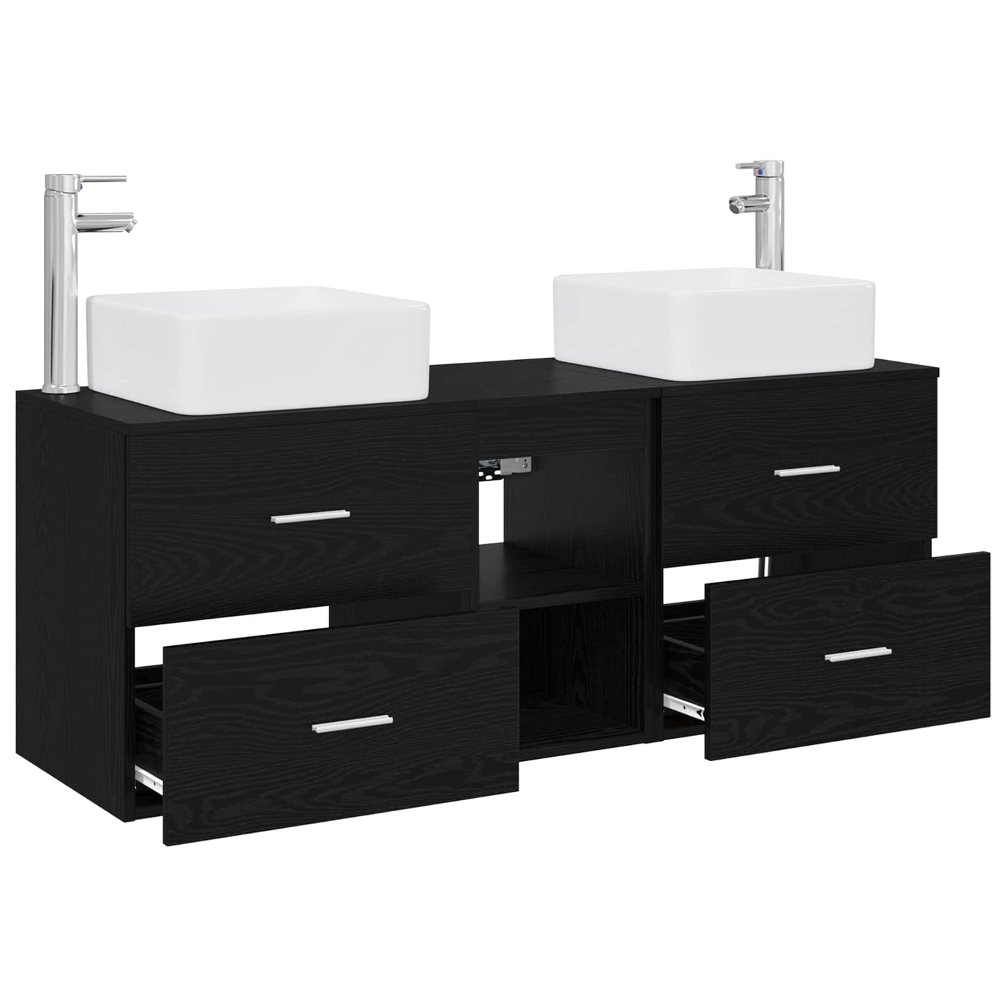 Badkamerkastenset 3 st Zwart eiken 49,5 x 41 x 63 cm