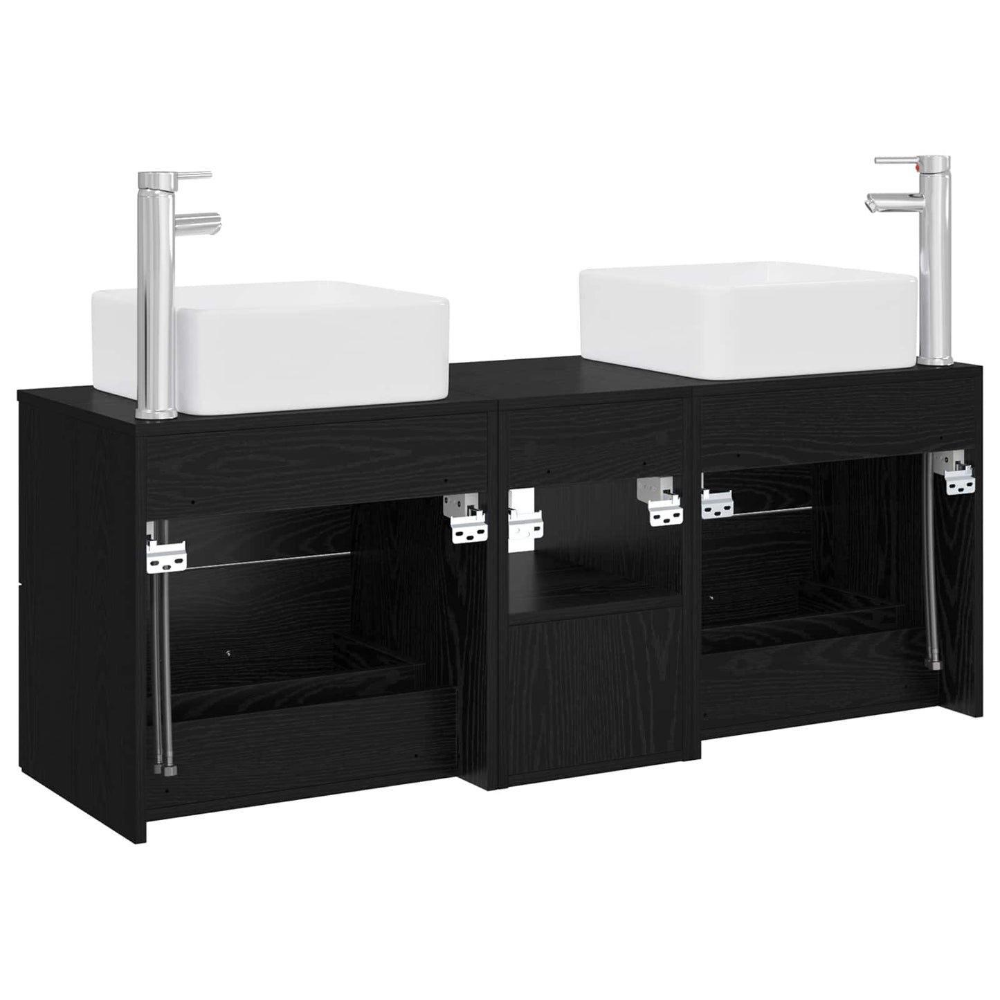Badkamerkastenset 3 st Zwart eiken 49,5 x 41 x 63 cm