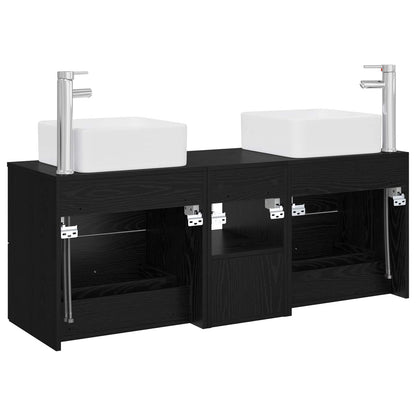 Badkamerkastenset 3 st Zwart eiken 49,5 x 41 x 63 cm