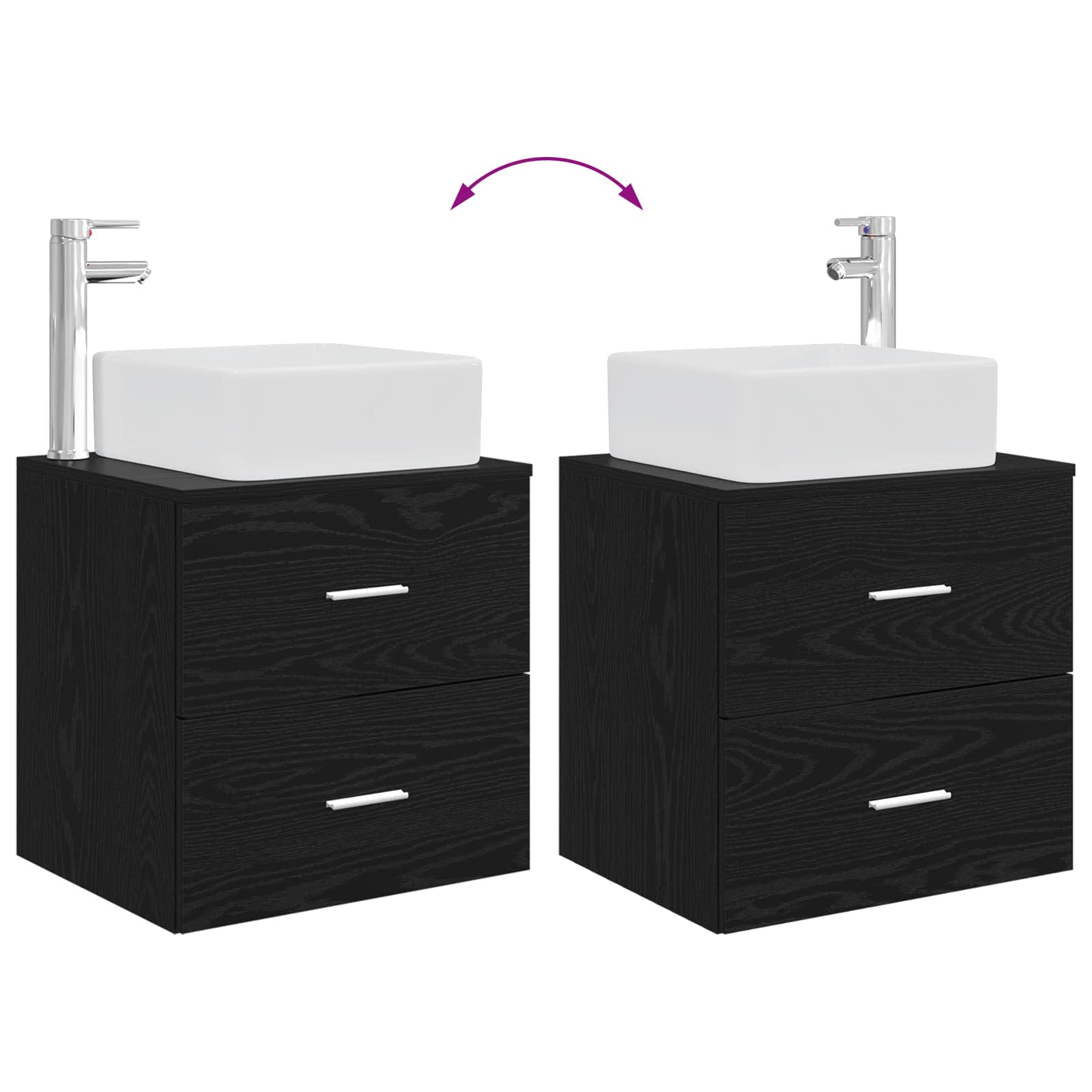 Badkamerkastenset 3 st Zwart eiken 49,5 x 41 x 63 cm