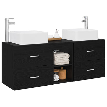 Badkamerkastenset 3 st Zwart eiken 49,5 x 41 x 63 cm