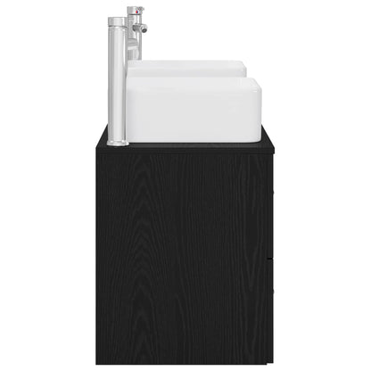 Badkamerkastenset 3 st Zwart eiken 49,5 x 41 x 63 cm