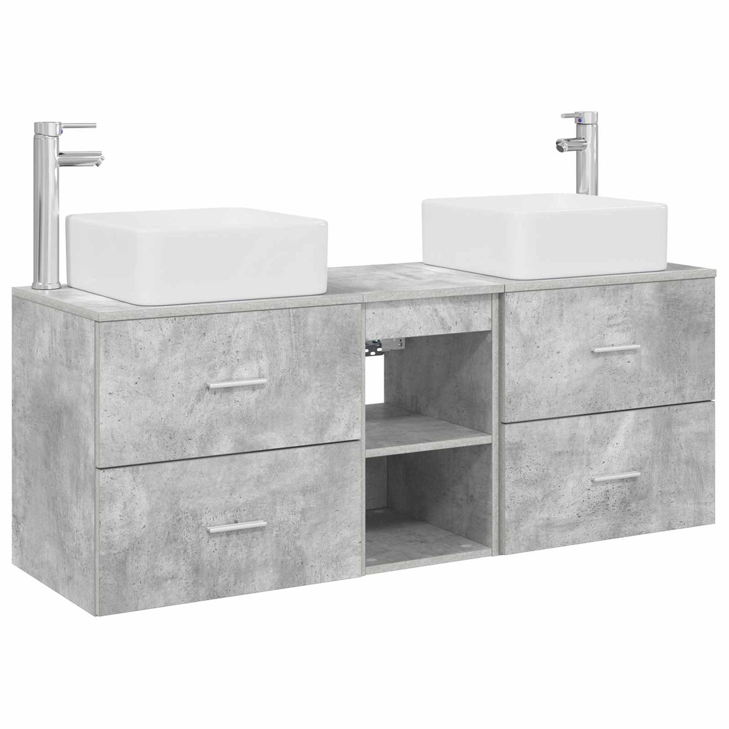 Badkamerkastenset 3 st Betongrijs 49,5 x 41 x 63 cm