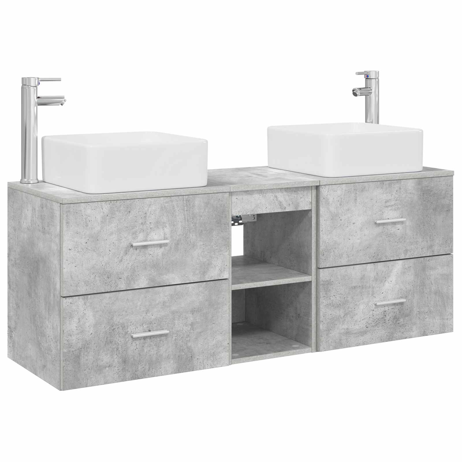 Badkamerkastenset 3 st Betongrijs 49,5 x 41 x 63 cm