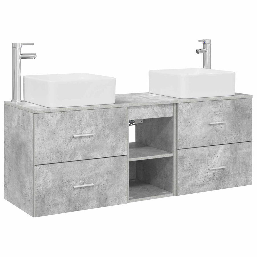 Badkamerkastenset 3 st Betongrijs 49,5 x 41 x 63 cm