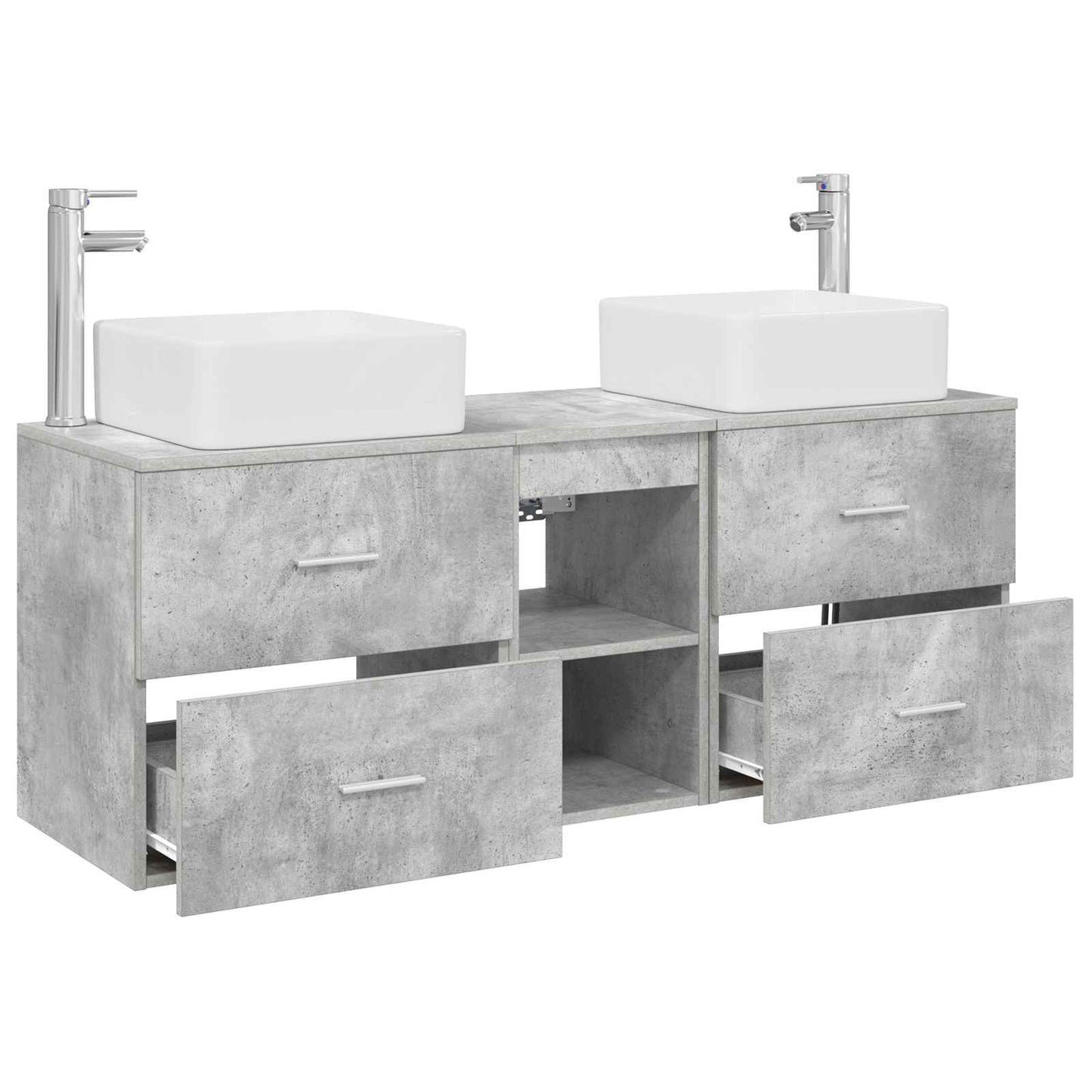 Badkamerkastenset 3 st Betongrijs 49,5 x 41 x 63 cm