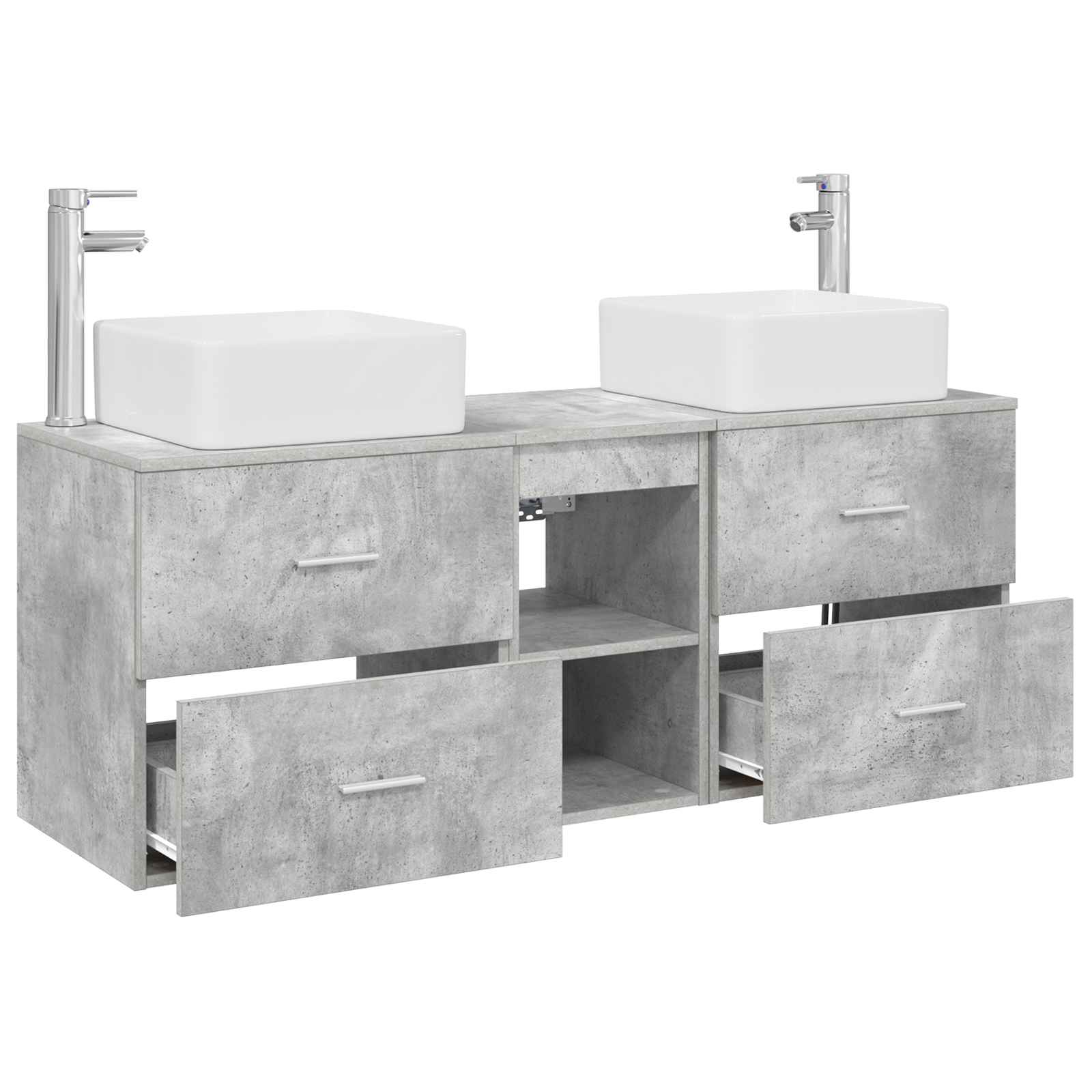Badkamerkastenset 3 st Betongrijs 49,5 x 41 x 63 cm