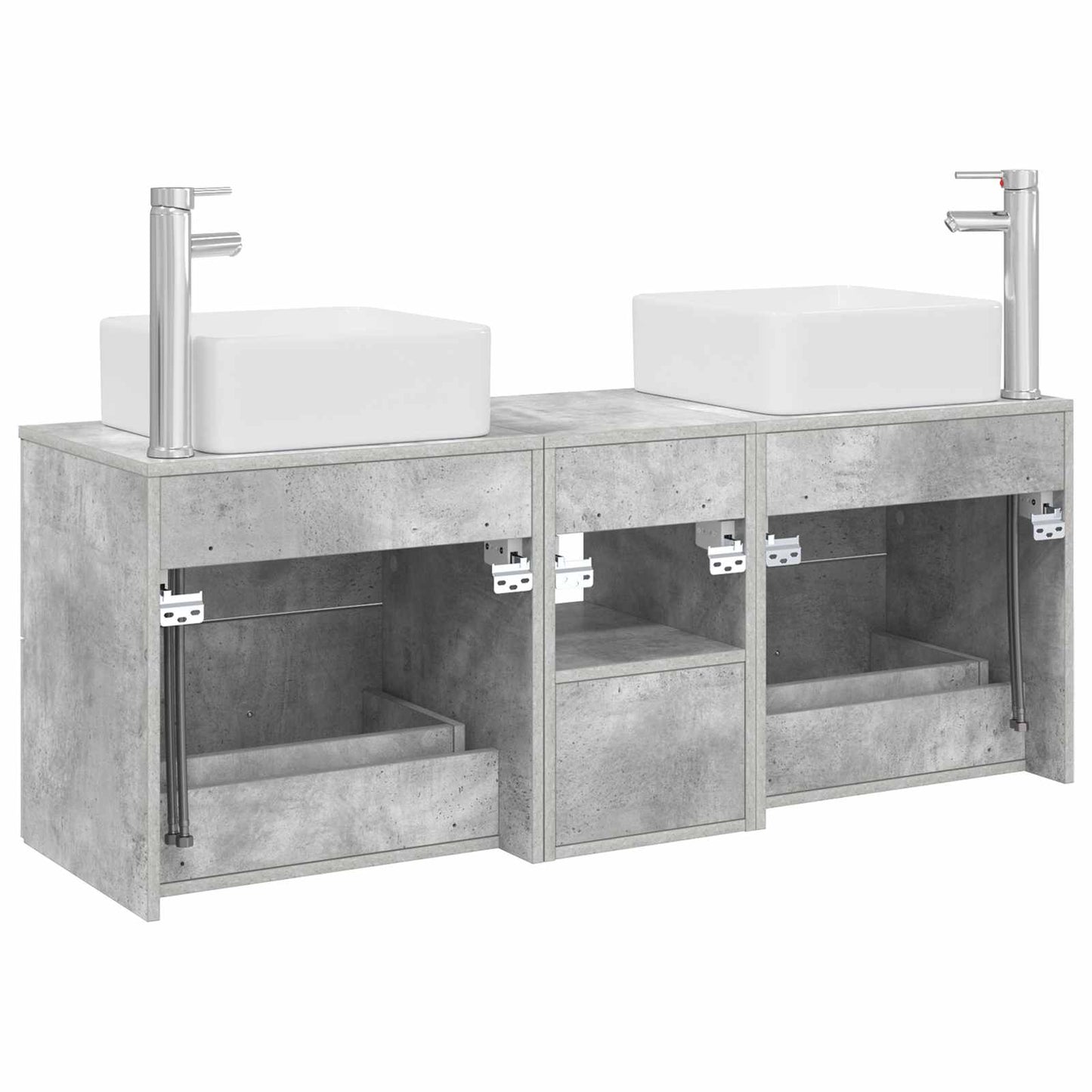 Badkamerkastenset 3 st Betongrijs 49,5 x 41 x 63 cm