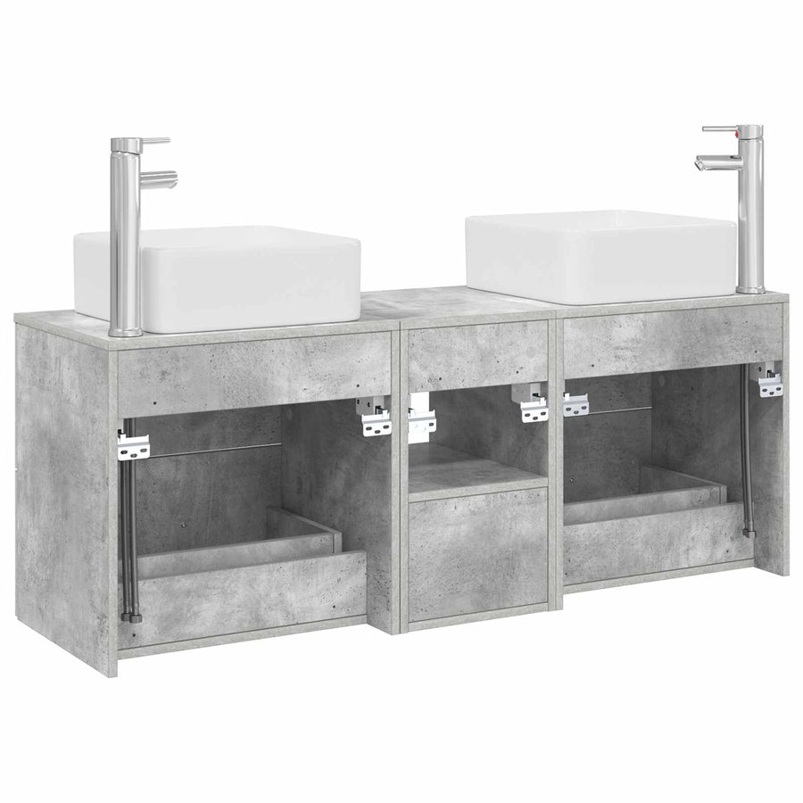 Badkamerkastenset 3 st Betongrijs 49,5 x 41 x 63 cm