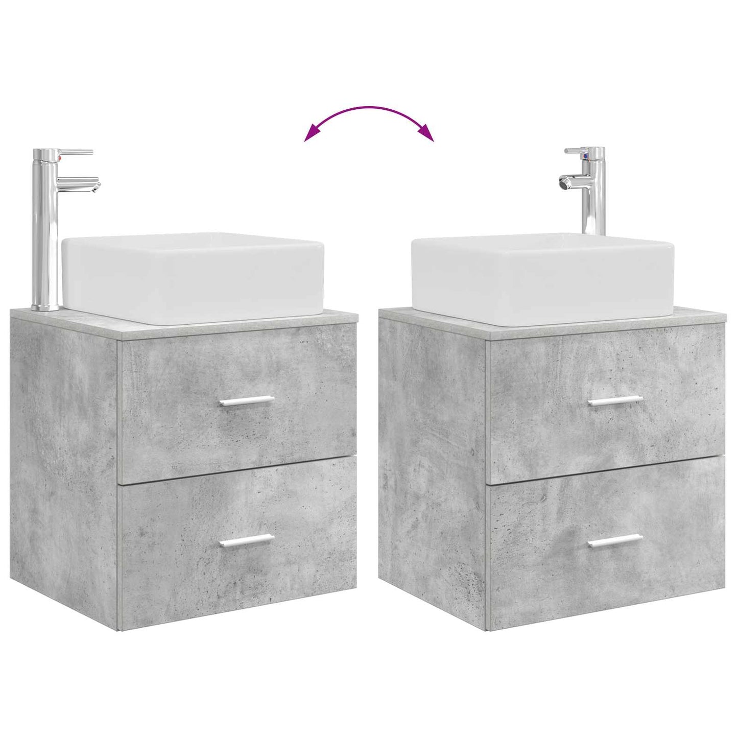 Badkamerkastenset 3 st Betongrijs 49,5 x 41 x 63 cm