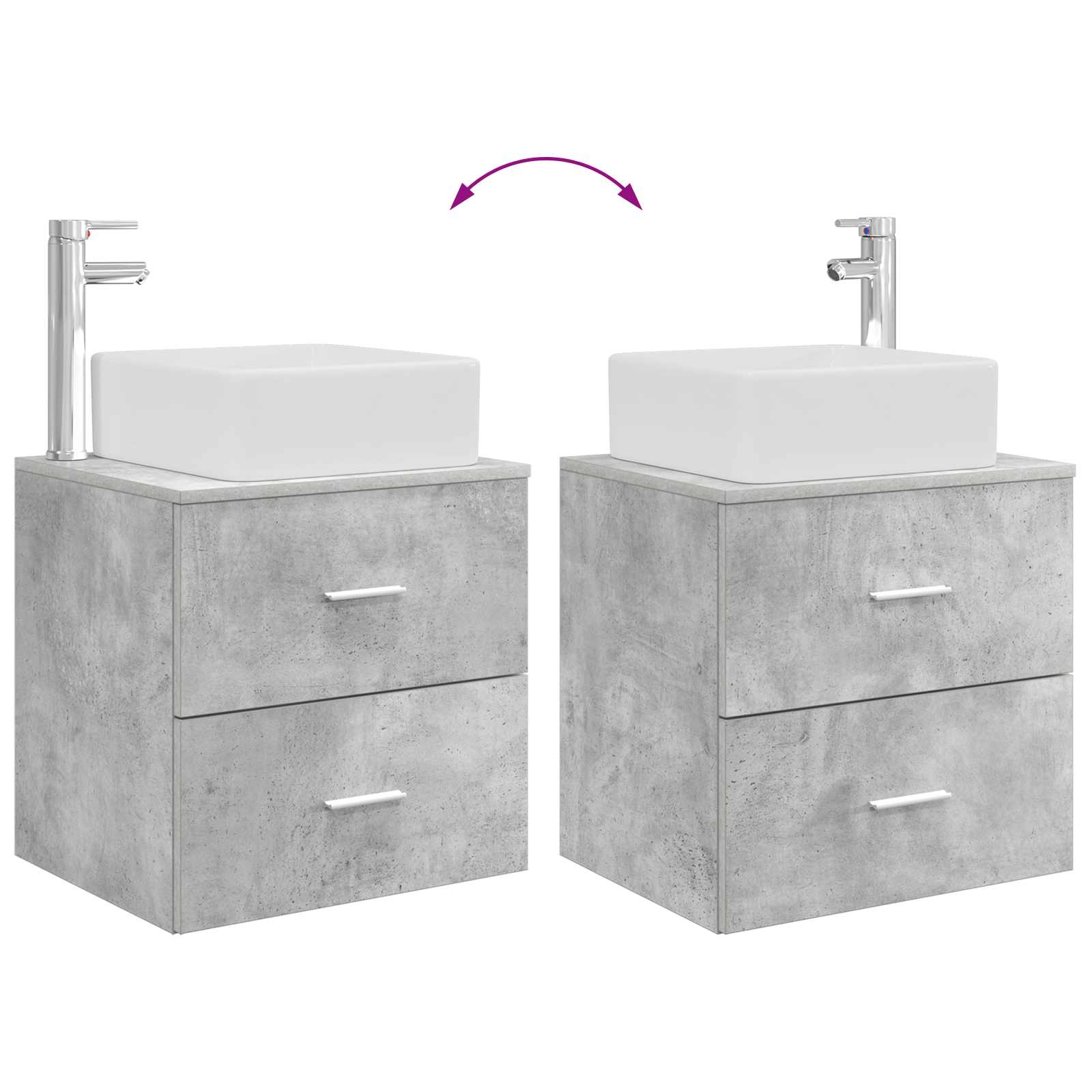 Badkamerkastenset 3 st Betongrijs 49,5 x 41 x 63 cm