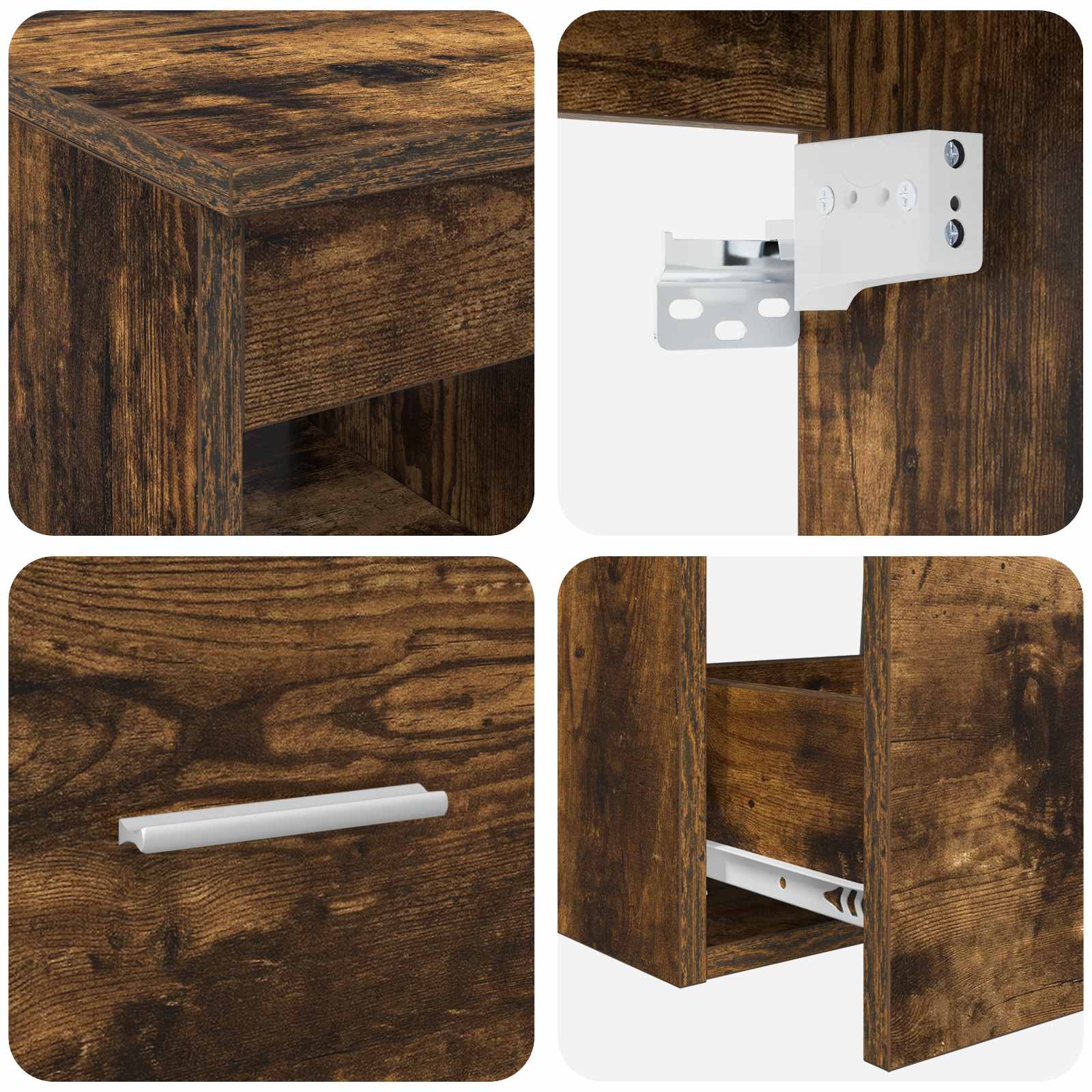 Badkamerkastenset 3 st Gerookt eiken 49,5 x 41 x 63 cm