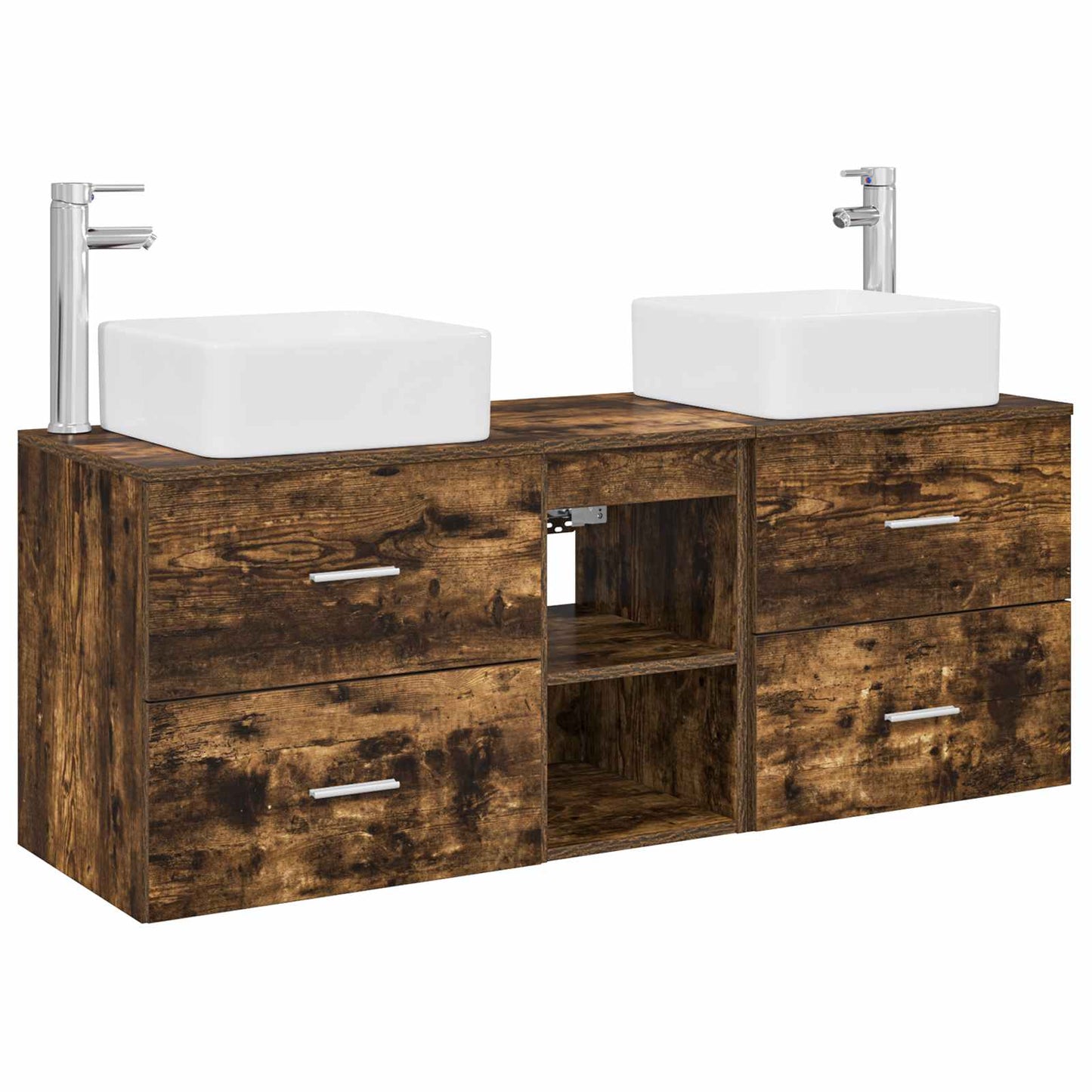 Badkamerkastenset 3 st Gerookt eiken 49,5 x 41 x 63 cm