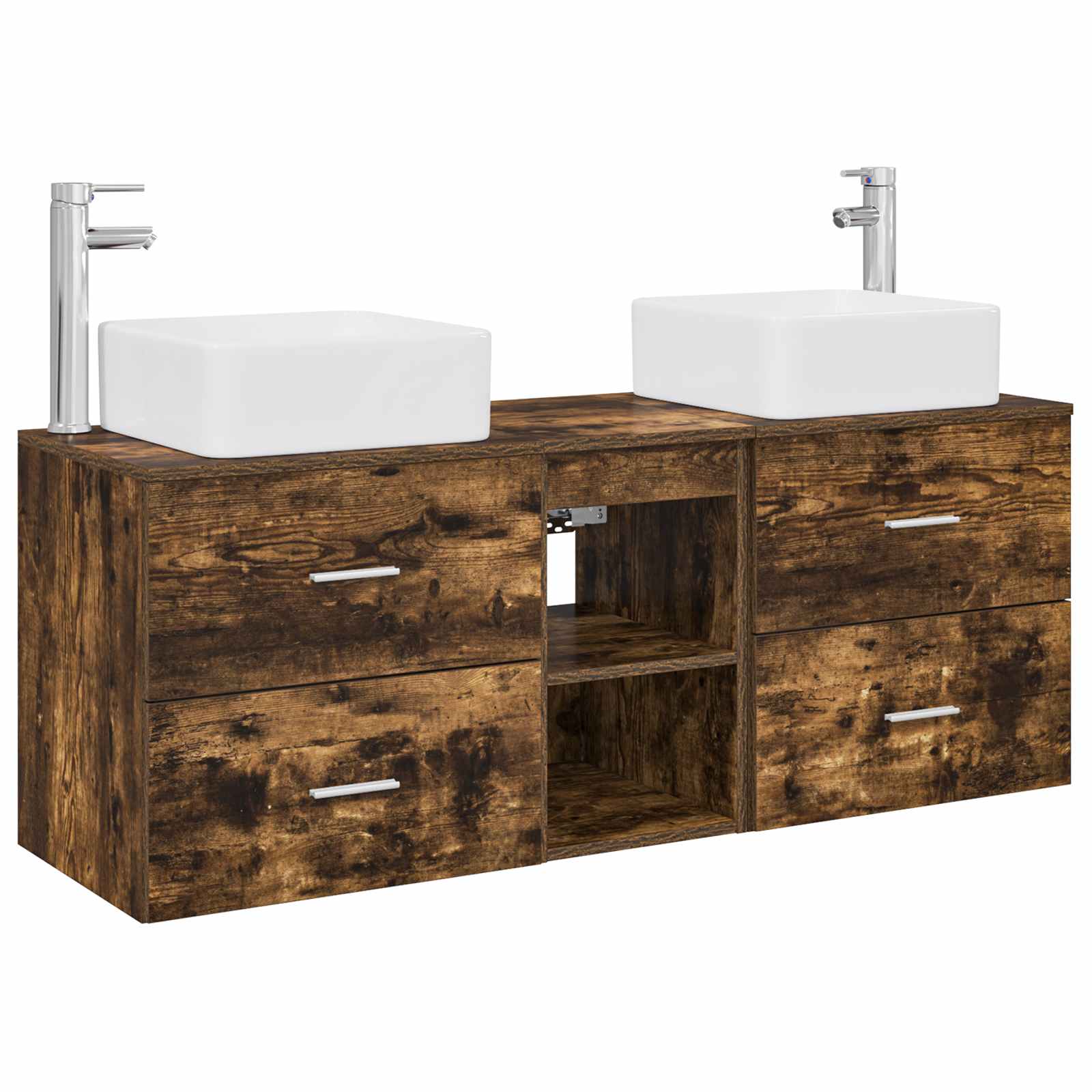 Badkamerkastenset 3 st Gerookt eiken 49,5 x 41 x 63 cm