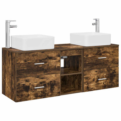 Badkamerkastenset 3 st Gerookt eiken 49,5 x 41 x 63 cm